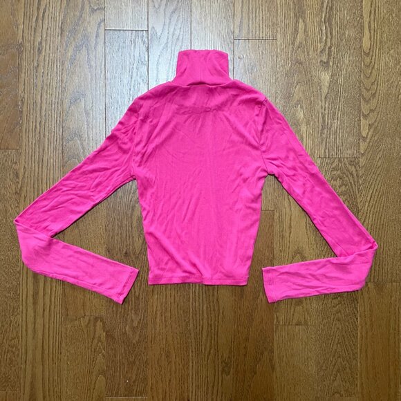 Aritzia Wilfred Turtleneck Ribbed Hot Pink 2XS - Picture 2 of 3